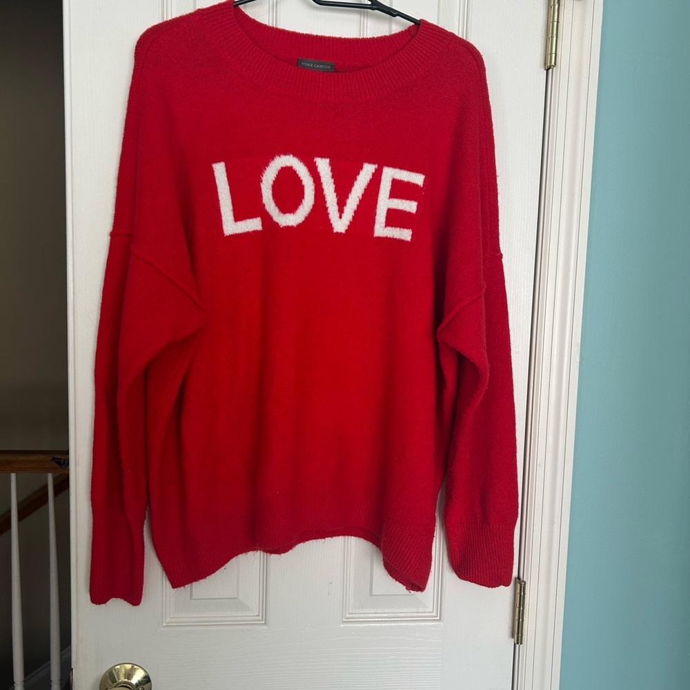 Red "LOVE" Knit Sweater - Vince Camuto - L